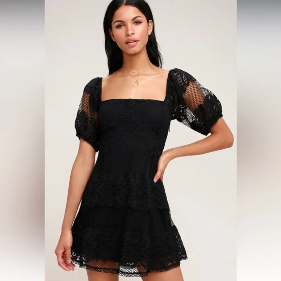 Free People Be Your Baby Black Lace Babydoll Dress - Picture 6 of 10